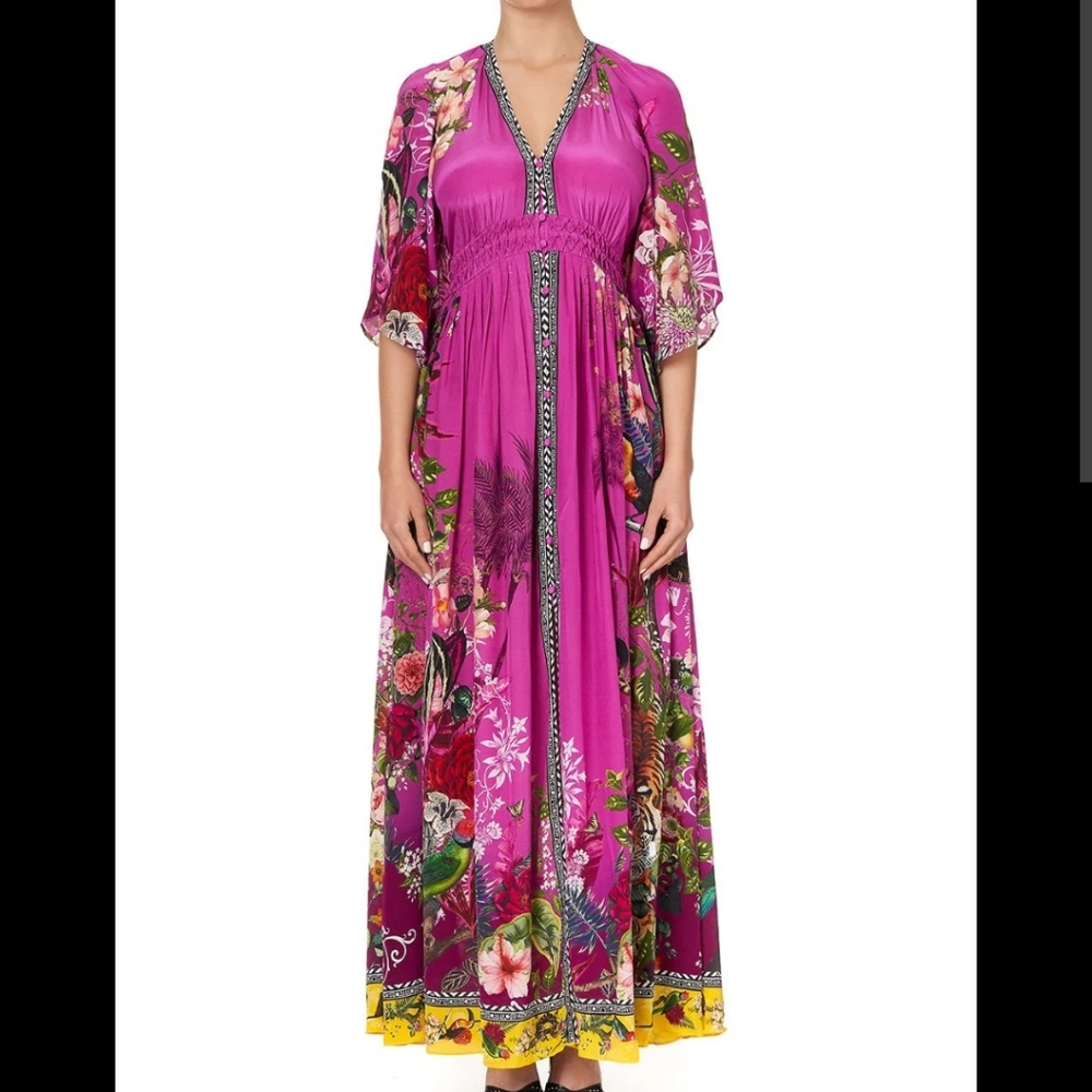 Camilla jungle language smocked waist maxi dress size small